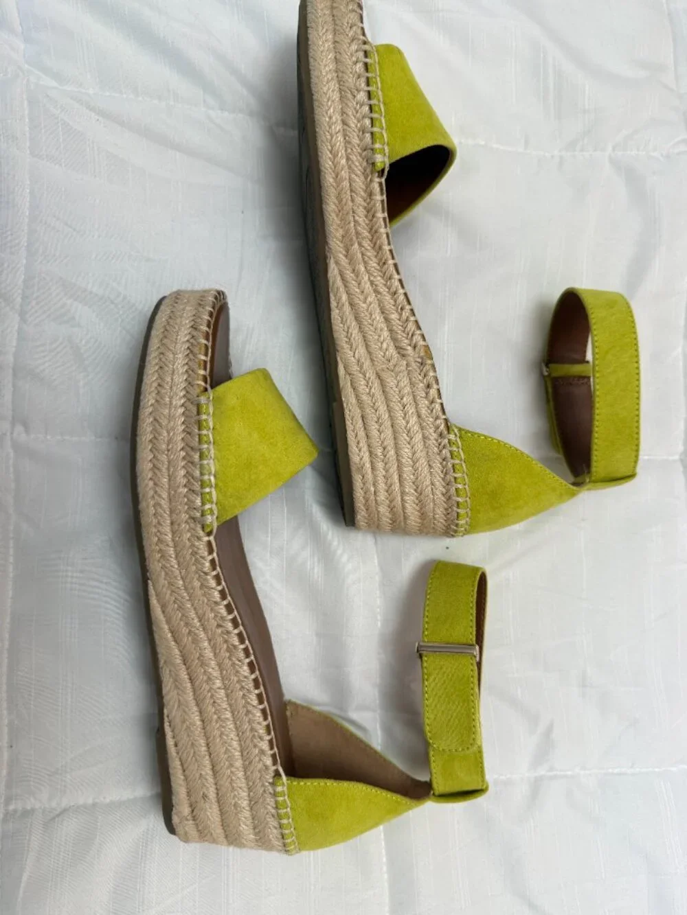 Franco Sarto Lime Green Suede Espadrille Sandals - Sz 10